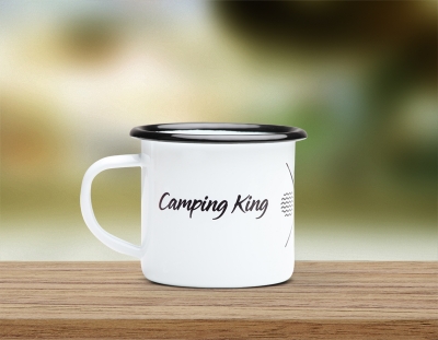 Emaille Tasse Camping King (personalisierbar)
